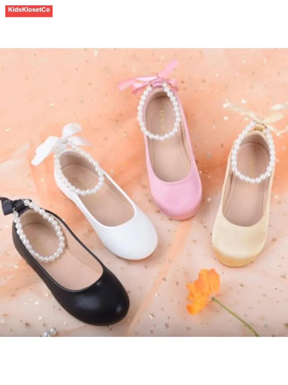 Girls Ballet Flats Glitter Mary Jane Dress Shoes with Elastic Straps